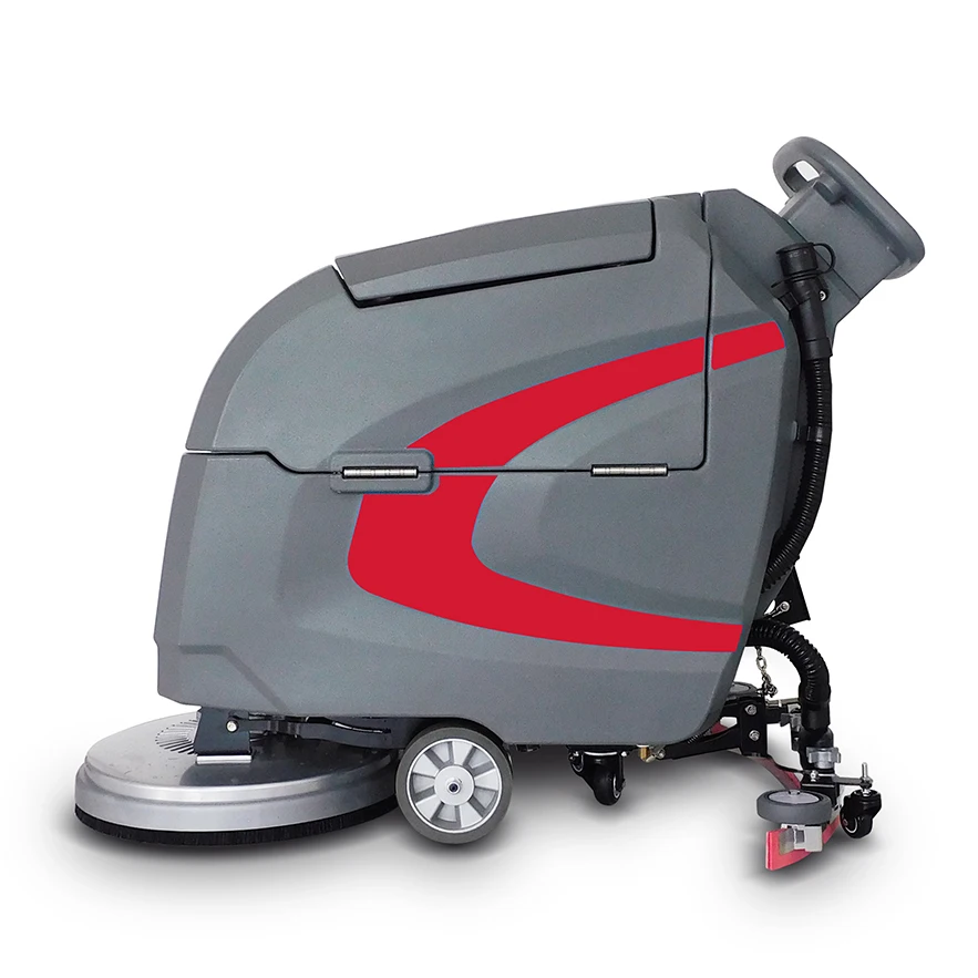 Hand Push Scrubber Road Walk Behind Floor Scrubber Street Electric Cleaning Manual Scrubber Wireless