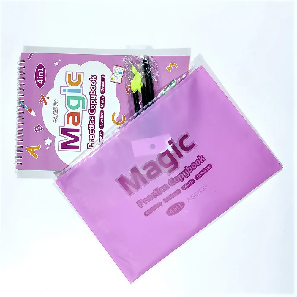 2022 Hot Sell 4 in 1 Large A4 Size Sank Magic Practice Copybook Reusable Magic Copybook Set With CPC Certification