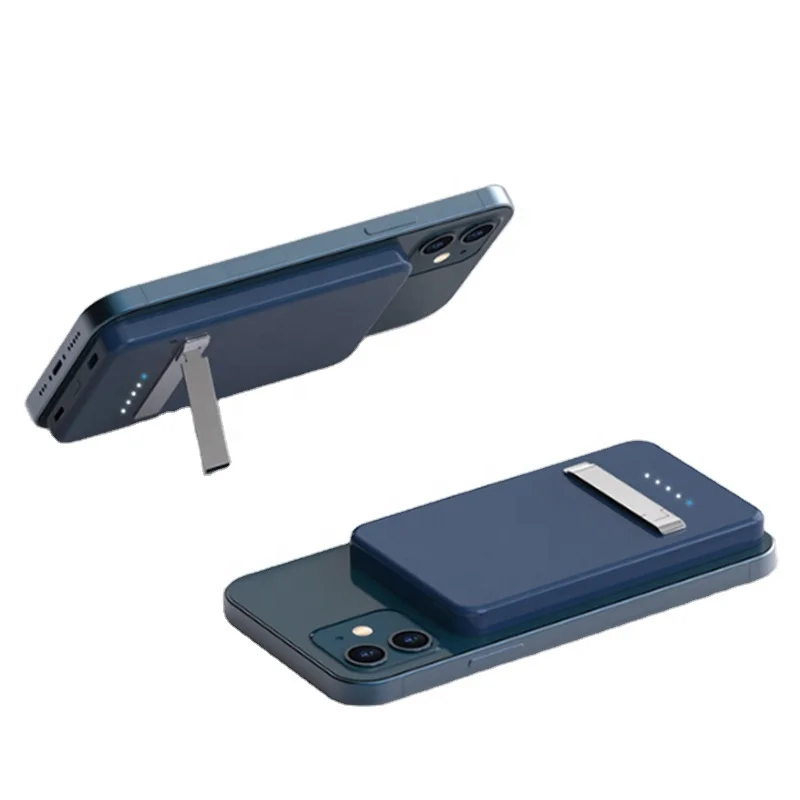 15W For iPhone 12 Mini Max Magnet Qi Wireless Charger 5000mAh Power Bank For iPhone 11 Xr XS Backup Bracket Portable Power Bank