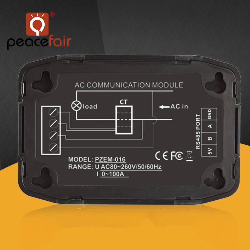 Peacefair Factory Price PZEM-016 6in1 AC Current Volt Watt Frequency Power Monitor rs485 Single Phase Energy Meter Only Module