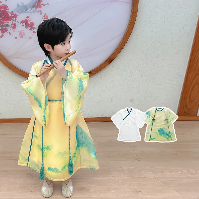 Пейзаж sanshui дизайн hanfu para mujer традиционное китайское платье для мальчиков