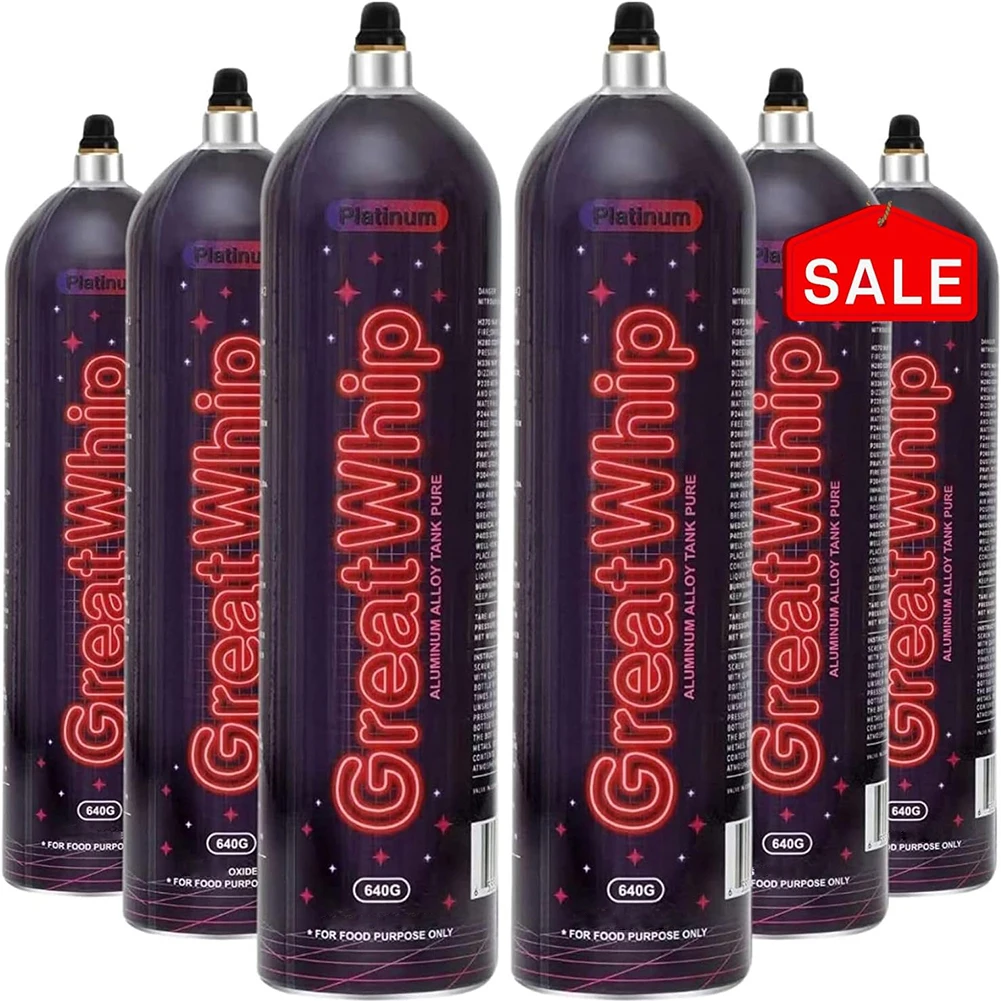 Greatwhip Factory Wholesale Food Grade 0.95L Cream Chargers  Free Shipping Aluminium 640G Whipped Cream Charger
