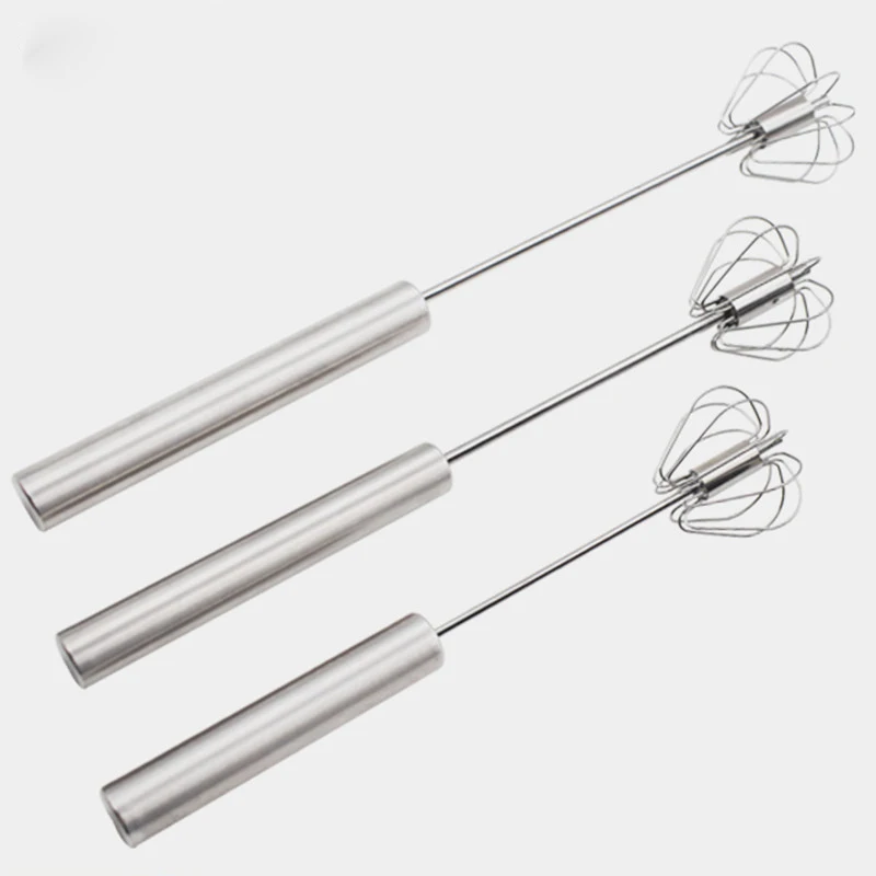 Kitchen Household Tools Stainless Steel Semi-automatic Manual Press 12-inch Rotary Egg Beater