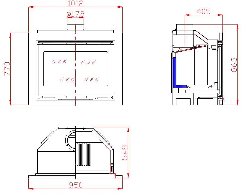 Indoor Room Heating equipment Wall InsertWood Stove Wood-burning muti-fuel stove Fireplace See Through China Factory