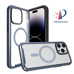 Wholesale For iPhone 13 14 Pro Max Luxury Wireless Charging Magnetic Back Cover Black Aluminum Frame Protective Phone Case