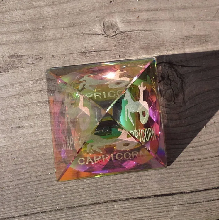 Зодиак гороскоп стеклянная призма Пирамида Статуэтка Paperweight