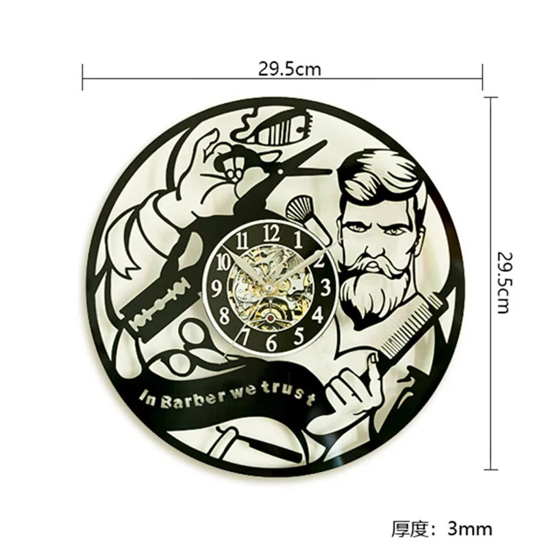 Round Black Hollow Hanging Creativity Retro Art Modern Wall Decoration Vinyl Record Clock