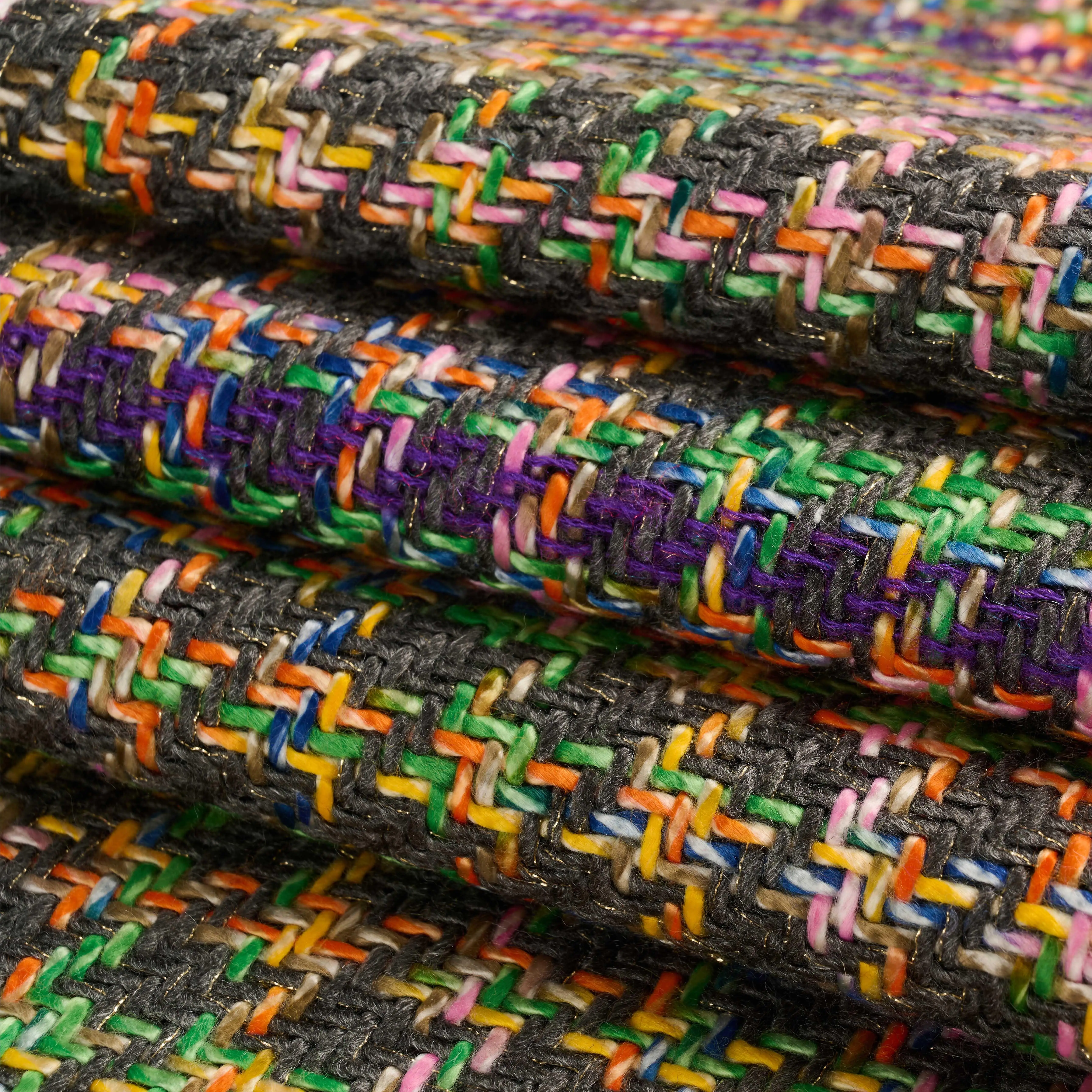 2024 New Design  Rib Pattern Tweed Fabric 23% Polyester 77% Acrylic  Blend