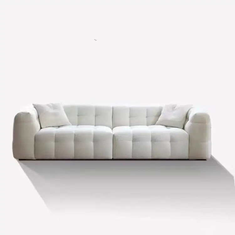 Modern Simplicity Three Seat Cloth Art Sofa Lamb Wool Fabric Sofa Living Room Velvet Furniture