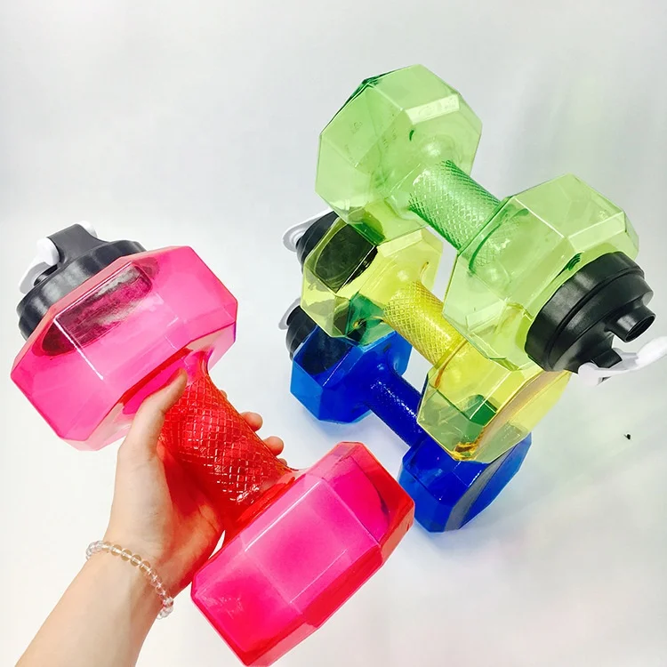 2.2 Liter gym water bottle plastic dumbbell shape PETG sport shake  bottle