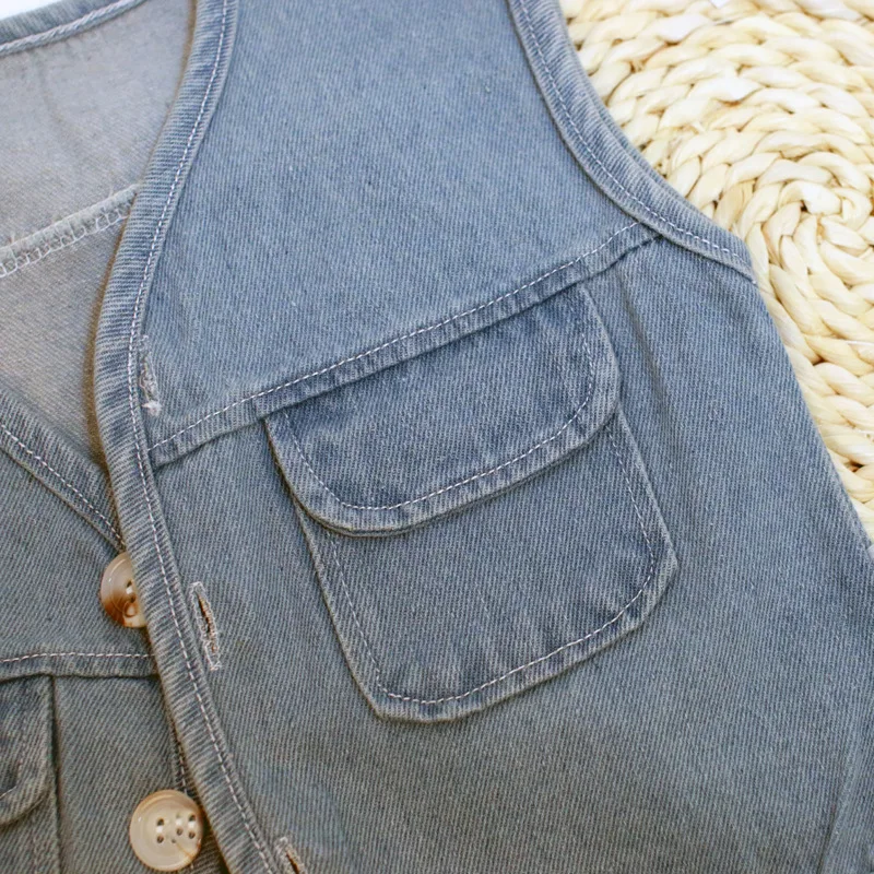 Демисезонный джинсовый жилет для мальчиков и девочек детская майка без рукавов