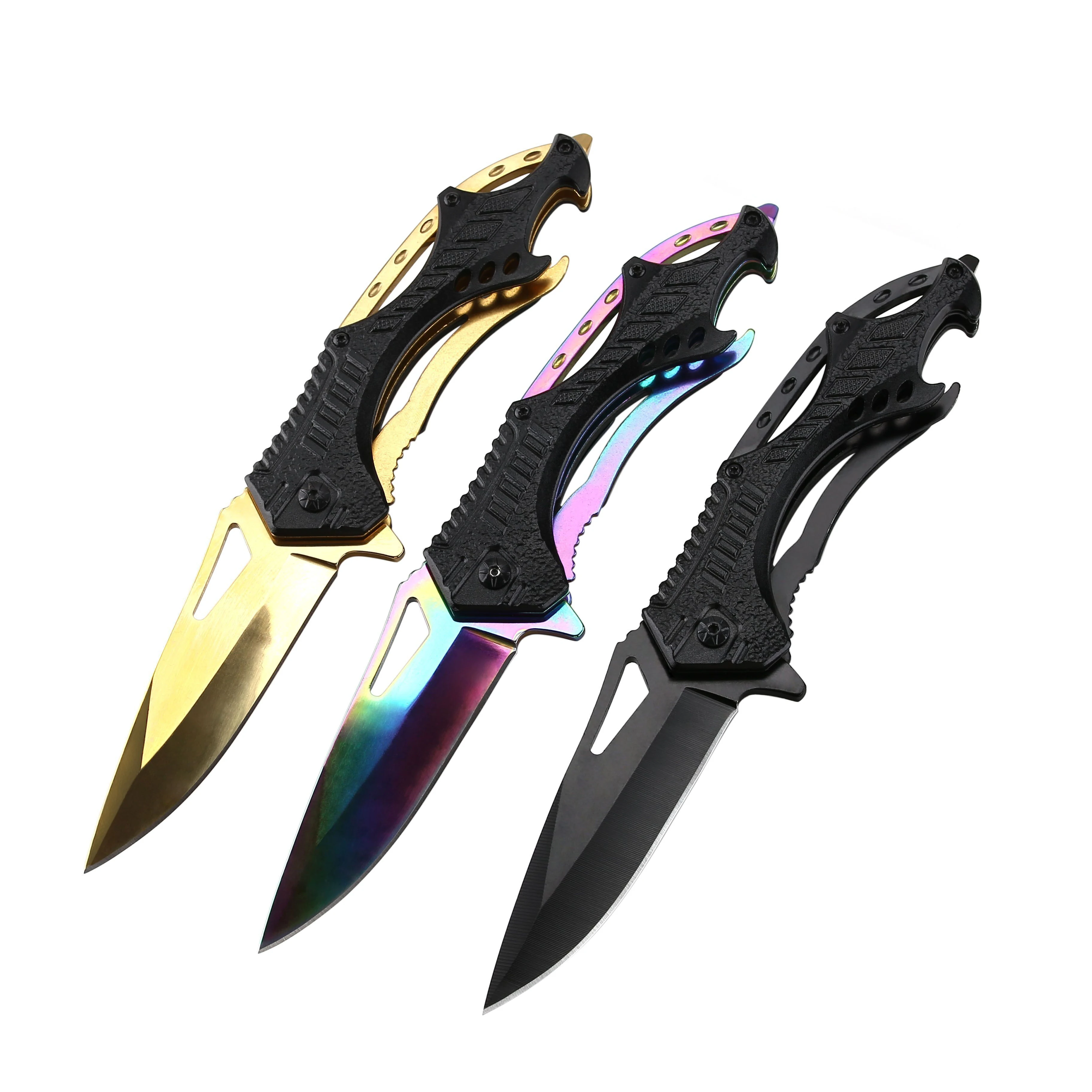 New Design Portable Colorful Blade Aluminum Handle Tactical Hunting Survival Folding Pocket Knife For Outdoor Camping