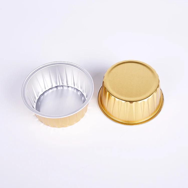 Disposable coloured 130ml round shape aluminum foil container small smoothwall foil container