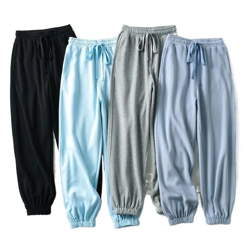 
Hot sale custom loose sport french terry plain trousers joggers track pants sweatpants men 