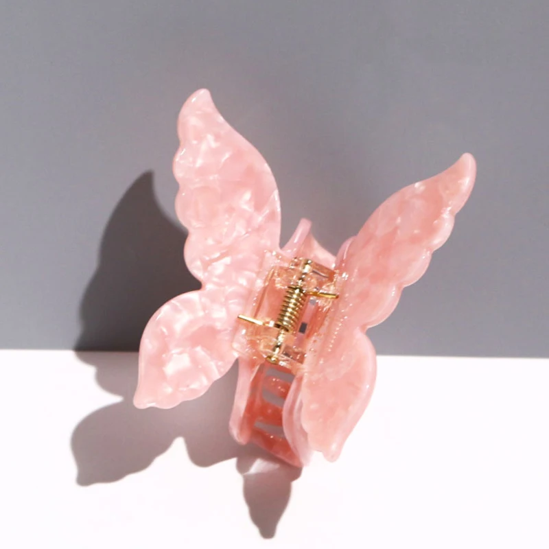 Модные зажимы для волос с розовым мраморным дизайном на заказ, самые популярные декоративные зажимы для волос с бабочкой, популярный на amazon зажим для волос из ацетата 2022