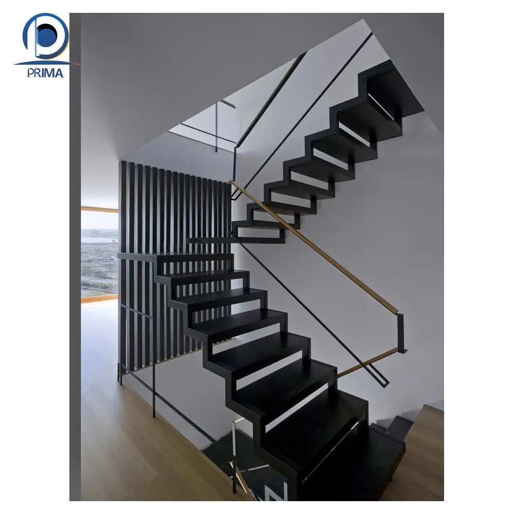 Prima Customized Style Simple Staircase Designs Galvanized Stair Treads with Perforated Metal Anti Slip Stair Treads Staircase