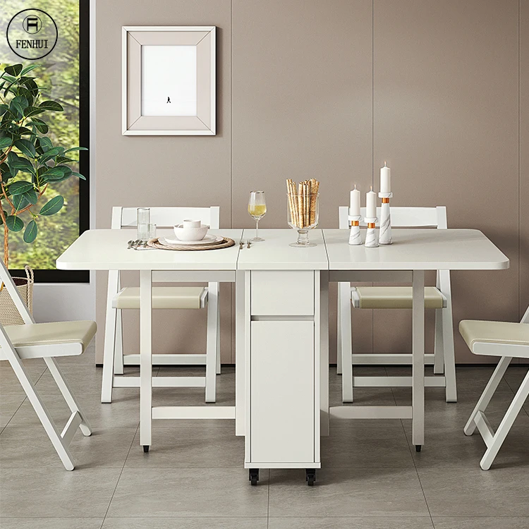 Customized Folding Dinning Table and Chair Set Wood Space Saving Foldable Kitchen Dining Table a Manger Complet