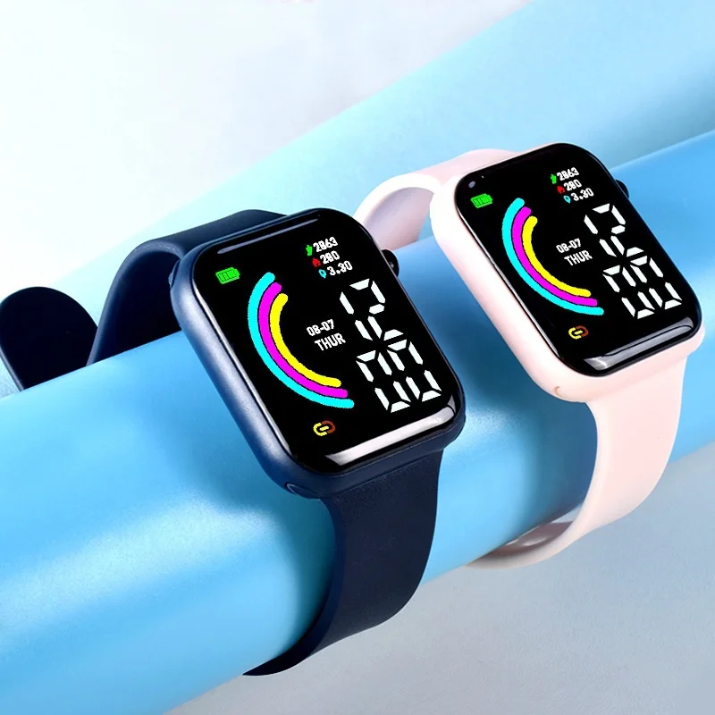 Children Electronic Silicone Band Waterproof Wristwatch Sports Led Digital Watch for Male and Female Students