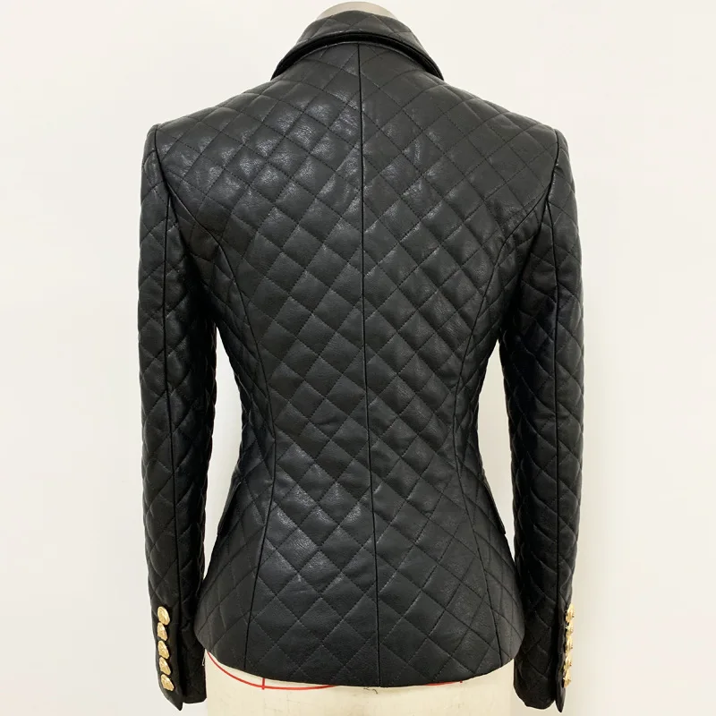 High quality long sleeve rhomboid leather blazer/coat/jacket for ladies