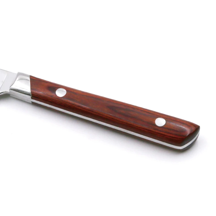 Steak Knife with Red Metal Durable Sustainable Pocket Knives Sharpened Stainless Steel Pakka Wood Handle Oriental Charm 4.9 Inch