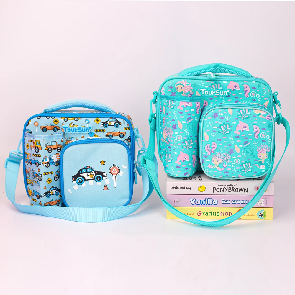 Toursun Custom Design Thermal Insulated Cooler Lunch Bag with Strap  Student Picnic Lunch Bag for Kids
