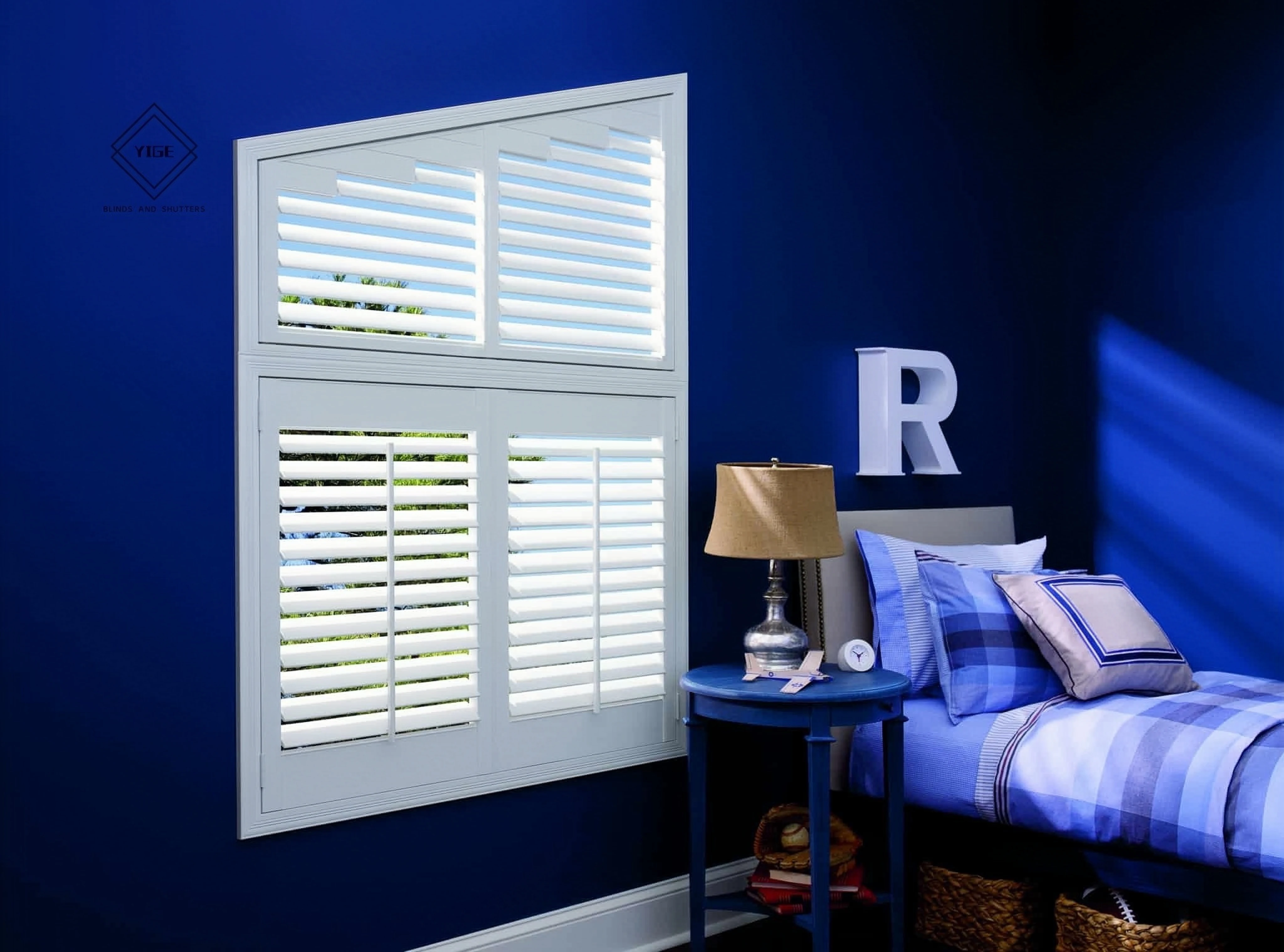 YIGE Custom Shaped PVC Shutter for Window Modern Horizontal Plantation Shutters for Australia for Hotels and Exterior Use