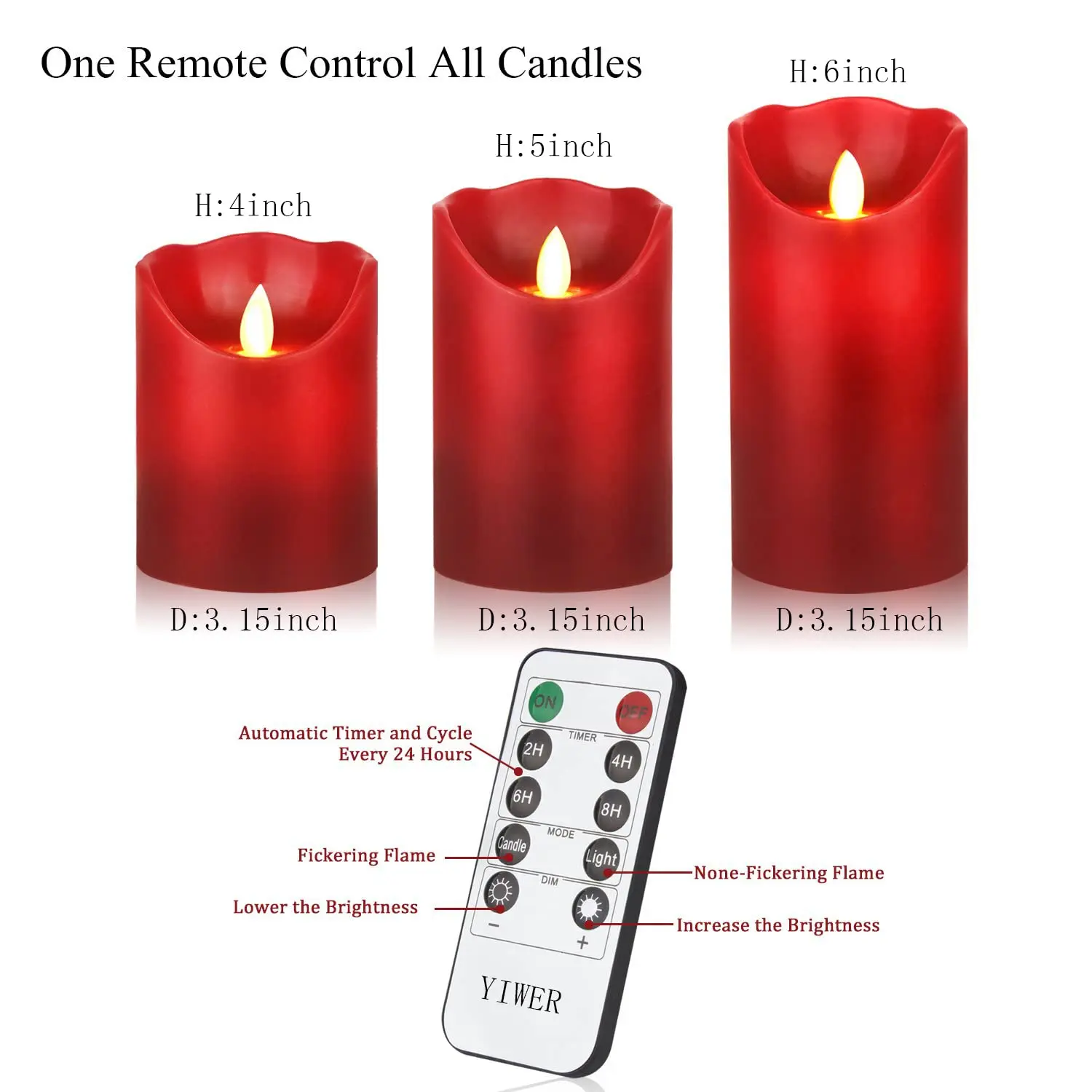long stick battery parafin wax wedding decoration 7 day glass fragrant never ending dancing flame led candle with design