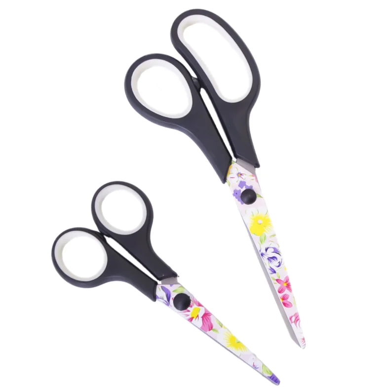 Scissors Set of 2 Soft Rubber Grip Handle Right Handed Scissors Suitable for School Office and Family Daily Use