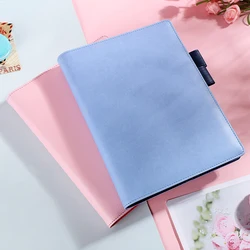 Fashion PU leather cover refillable custom 6 Ring binder A6 loose leaf leather journal diary notebook with pen holder