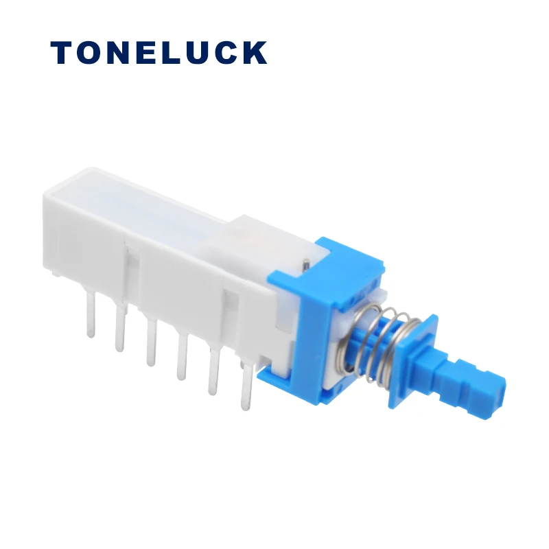 TONELUCK PBA-S4AF1 0.1A 30VDC Blue Handle Straight Key Switch Range Hood Push Button Switch