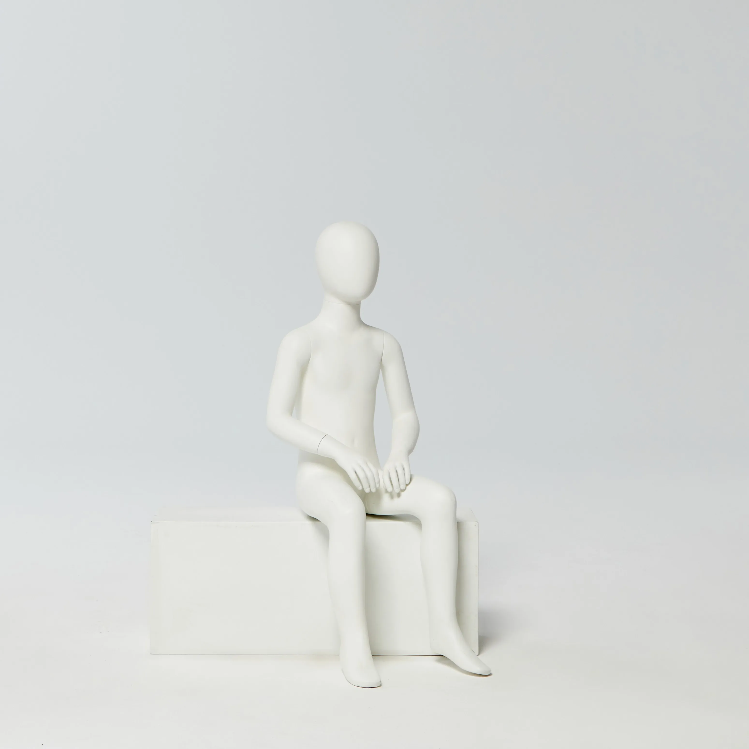 Fashion store Window Display Full Body  Egg face Matte White Kid running Mannequin