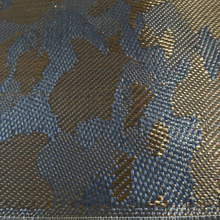 Width 1000mm Blue Camouflage Jacquard Carbon and Aramid Hybrid Fiber Fabric
