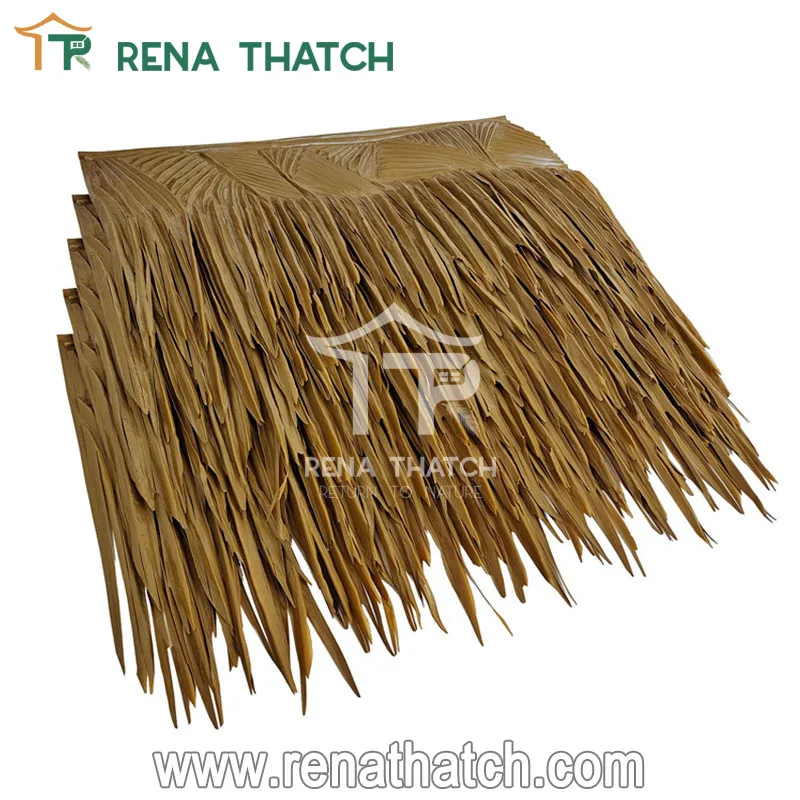 UV resistant fiber synthetic artificial plastic palmas sheet thatch for gazebo Viva palm panels rolls for pergola