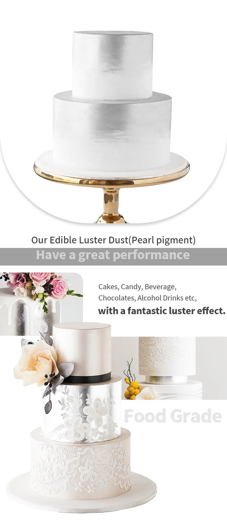 5g Food-Grade glitter dust for Baking fondant cake Decoration Pearl Powder Gold Silver