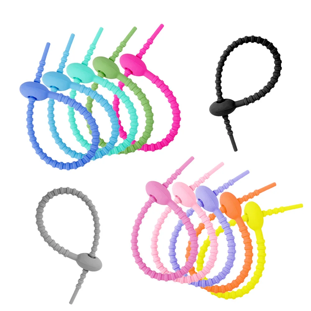 Multipurpose Small Gadget Elastic Silicone Cable Twist Ties Management Silicone Earphone Wire Strap Lanyard Organizers