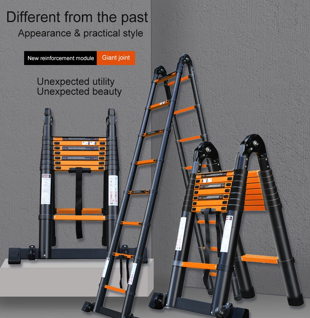 Multifunctional Lifting Engineering Stairsladder rack  Thickened Folding Ladder  Aluminum Telescopic Ladder Herringbone Ladder