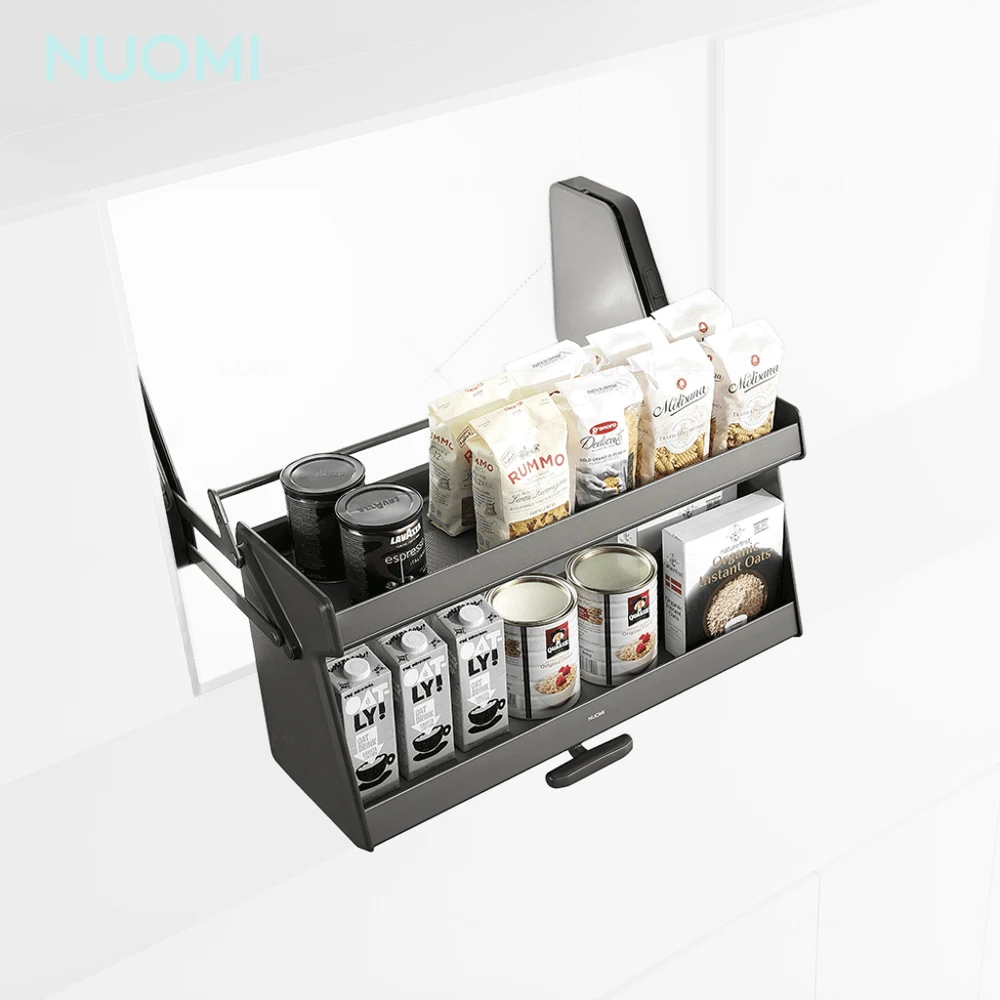 NUOMI ENCANTO Adjustable Kitchen Lift Elevator Basket Kitchen Cabinet Soft Closing Double Pull Down Shelf Lifting Drawer Basket