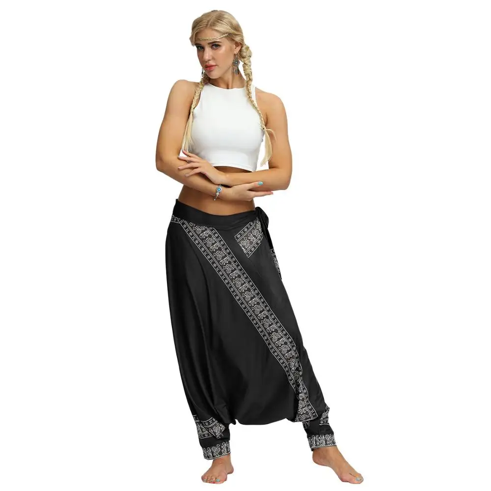 
Women Thai African Soft Loose harem pants Hippy Casual Fitness Yoga Pants Femme Sexy High Waist indian saree Dance Costumes 