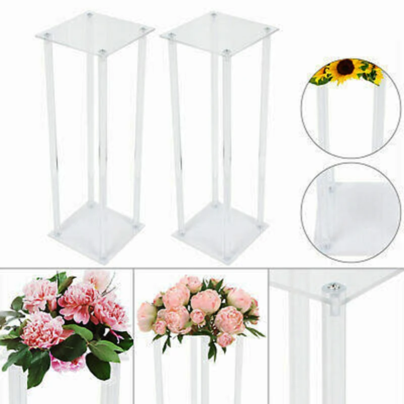 Custom Clear Acrylic Wedding Table Centerpiece Flower Stand Column Backdrop Display Rack Wedding Decoration Acrylic Flower Stand