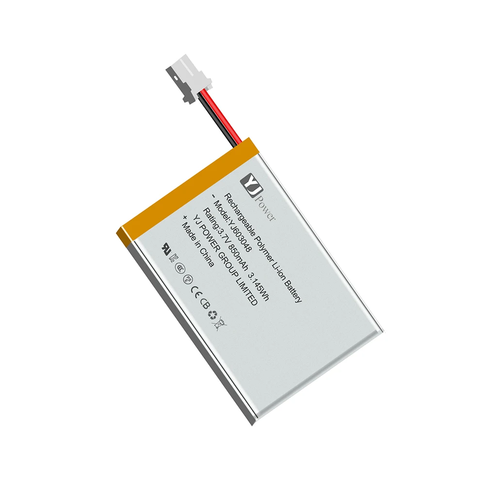 Low Resistance and Rechargeable LIPO Battery 3.7V 603048/850mAh lithium polymer battery for Consumer Electronics