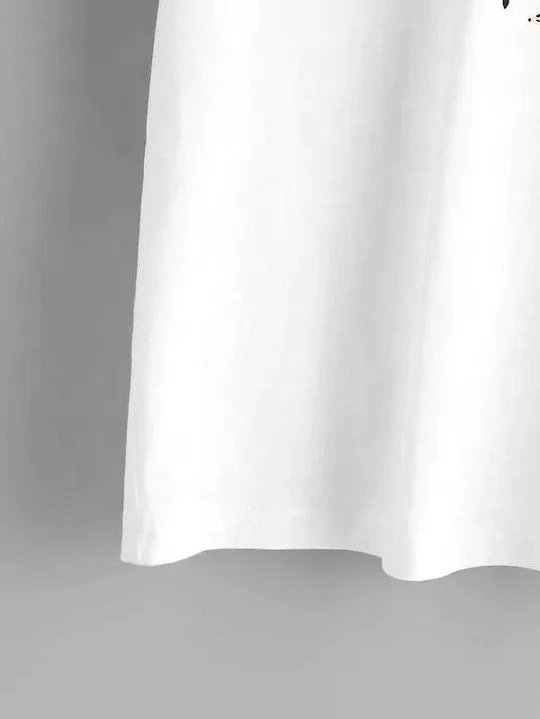 Women Cartoon Portrait Print Tee Style  Short Sleeve Short T-Shirt Casual Women