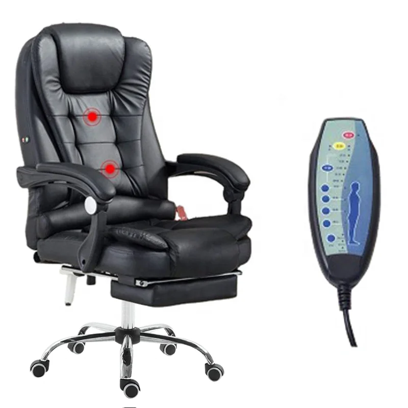 Office Furniture Luxury Black Soft Ergonomic Massage Executive Recliner Boss Chairs Leather Office Chair With Footrest
