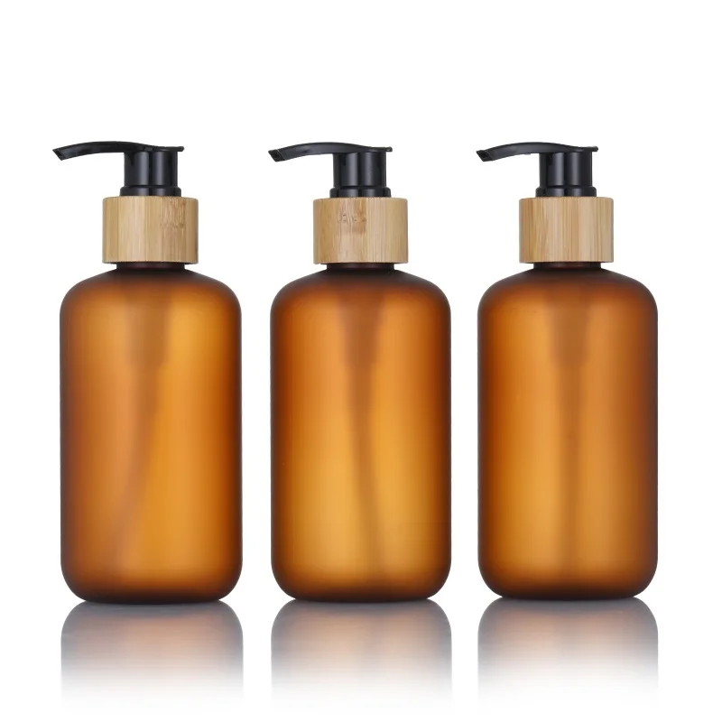 Wholesale High Quality Amber Tawny Frosted Body Wash Shampoo Pump Lotion Plastic Bottles 100ml 150ml 200ml 250ml 350ml 500ml