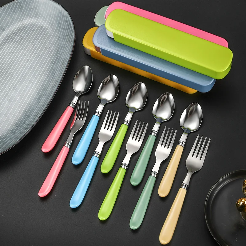 Простой креативный портативный складной набор столовых приборов из нержавеющей стали идеальная двухсекционная посуда для кемпинга включая вилку
