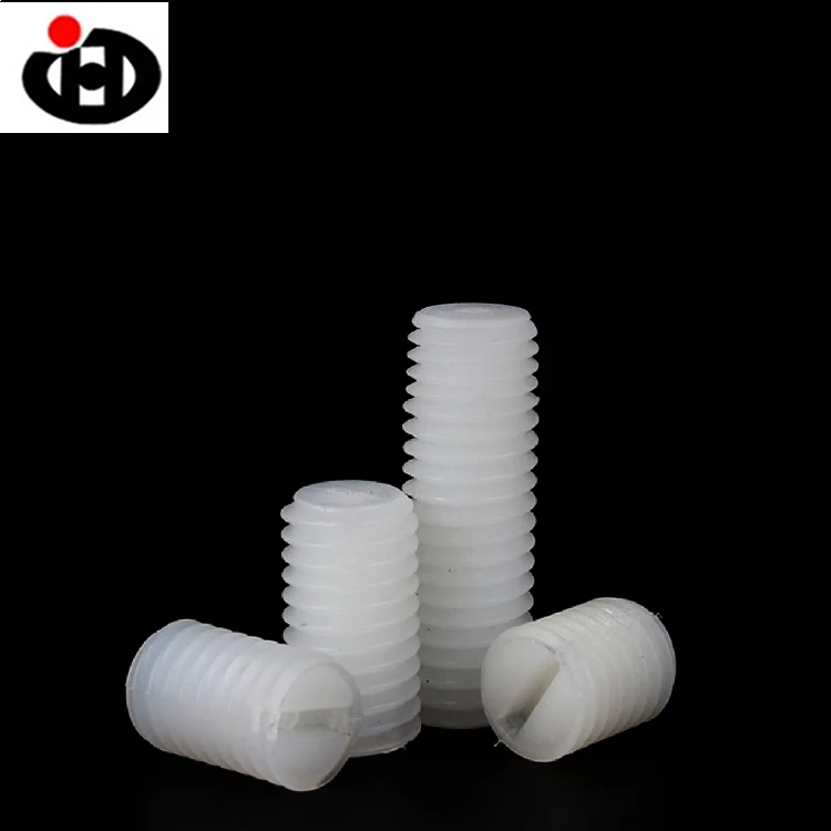 Slotted Set Screws Flat Head Plastic Headless Screws Cap Cover with Plastic White Natural Nylon