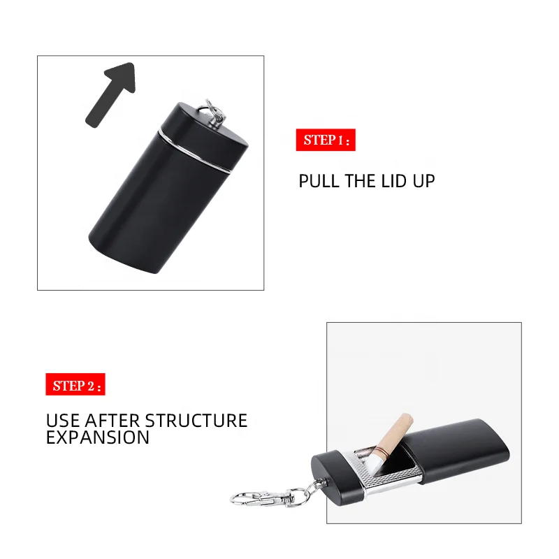 Personalized Metal Portable Smoking Cigarette Ashtray Pocket Ashtray Outdoor Tobacco Tray Mini Keychain Ashtray