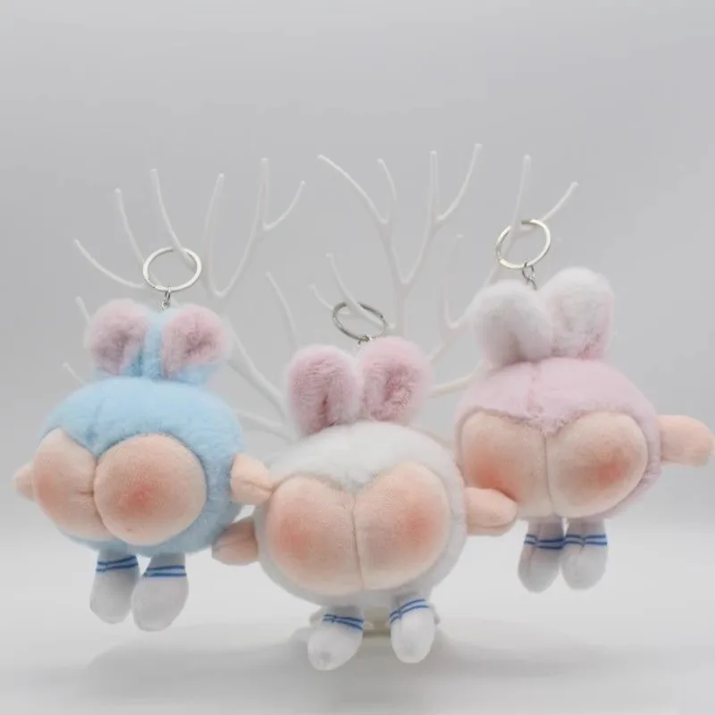 Ugly Cute Rabbit Doll Plush Keychain Toy Funny Fart Pendant for Girls Schoolbag Gift