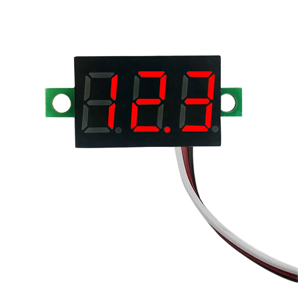 DC 0-100V Three-Wire Mini 0.28inch Digital Voltmeter Voltage Meter Gauge with Reverse Polarity Protection Digital Voltage Tester