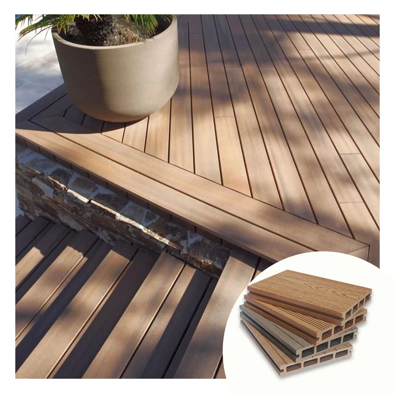 Wholesale High Quality 3D Deep Embossed Grooved Wpc Decking Outdoor Flooring Composite Wood Plastic Terrace Floor Decking Tile