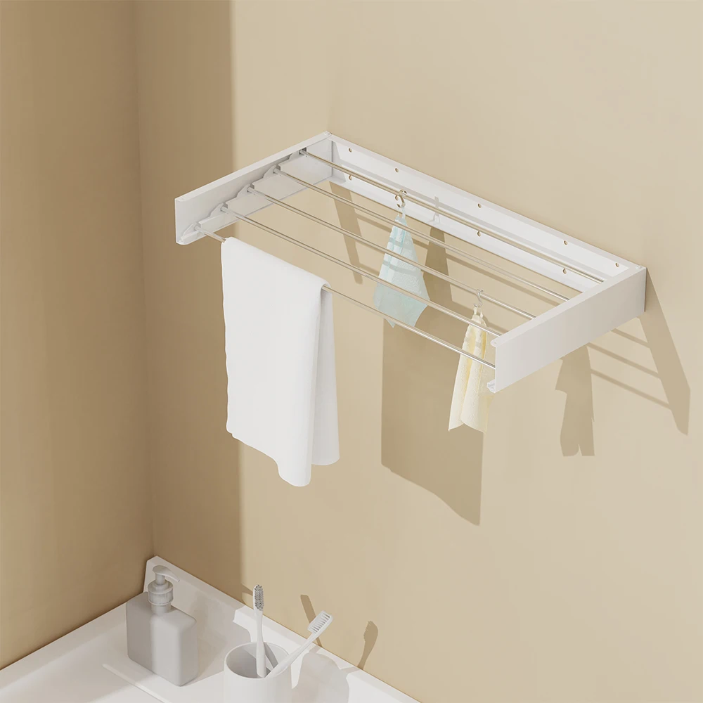 Aluminum Clothes Dryer Space Saving Wall Mounted Wall Mount Foldable Clothes Dryer Laundry Drying Rack Metal Folding Drying Rack